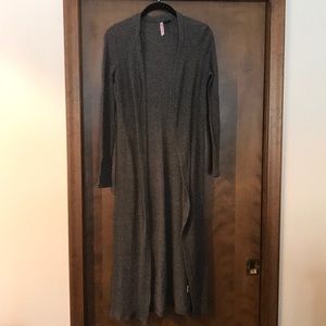 Long grey cardigan sweater